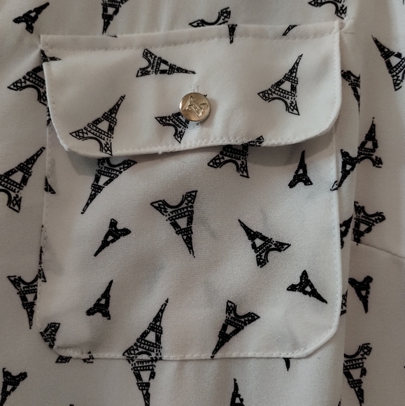 Womens Blouse Eiffel Tower Print Size XL - Picture 3 of 10